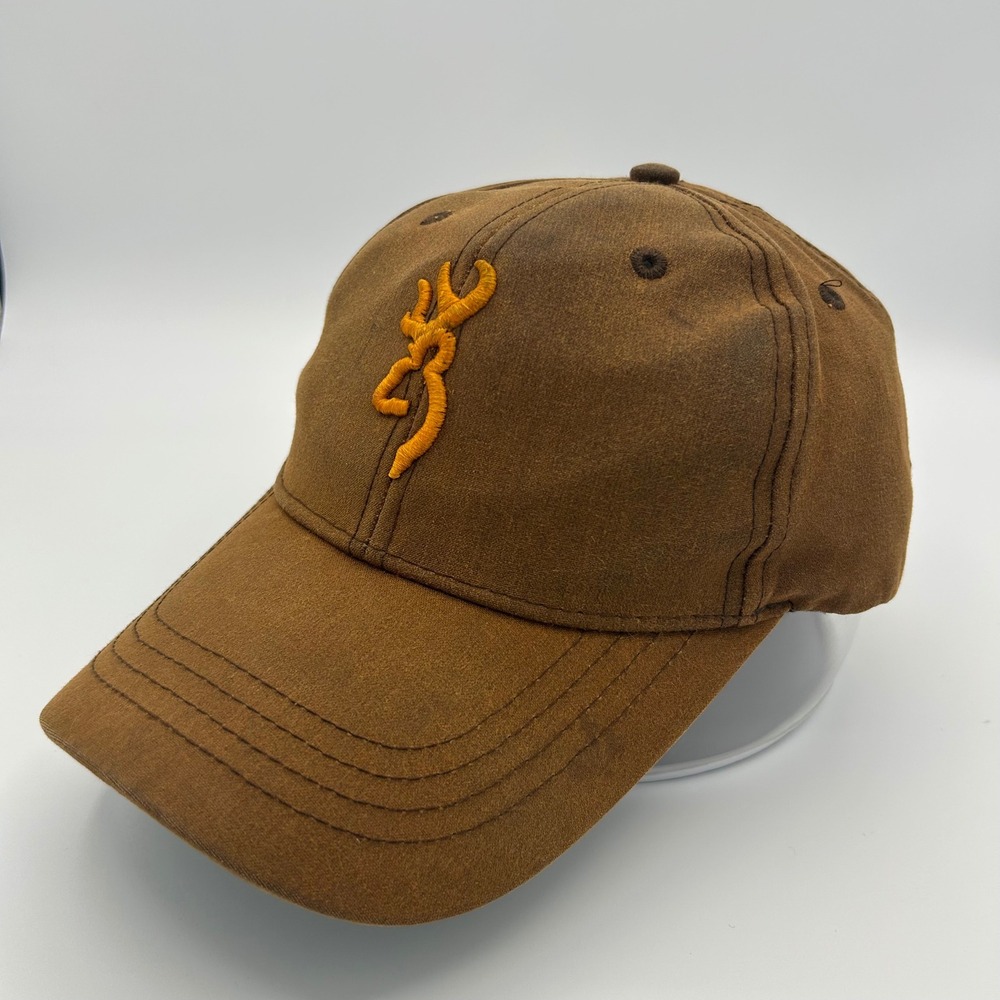Browning Hat Buckmark Logo Mens OSFA Brown Canvas Hunting Outdoor Style